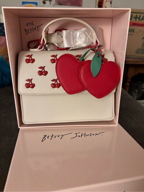 Betsey Johnson Handbags - 🎉BOGO 1/2🎉 Betsey Johnson White Satchel with Red Cherry Charm
